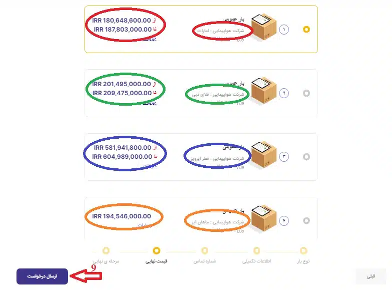 بازه استعلام قیمت